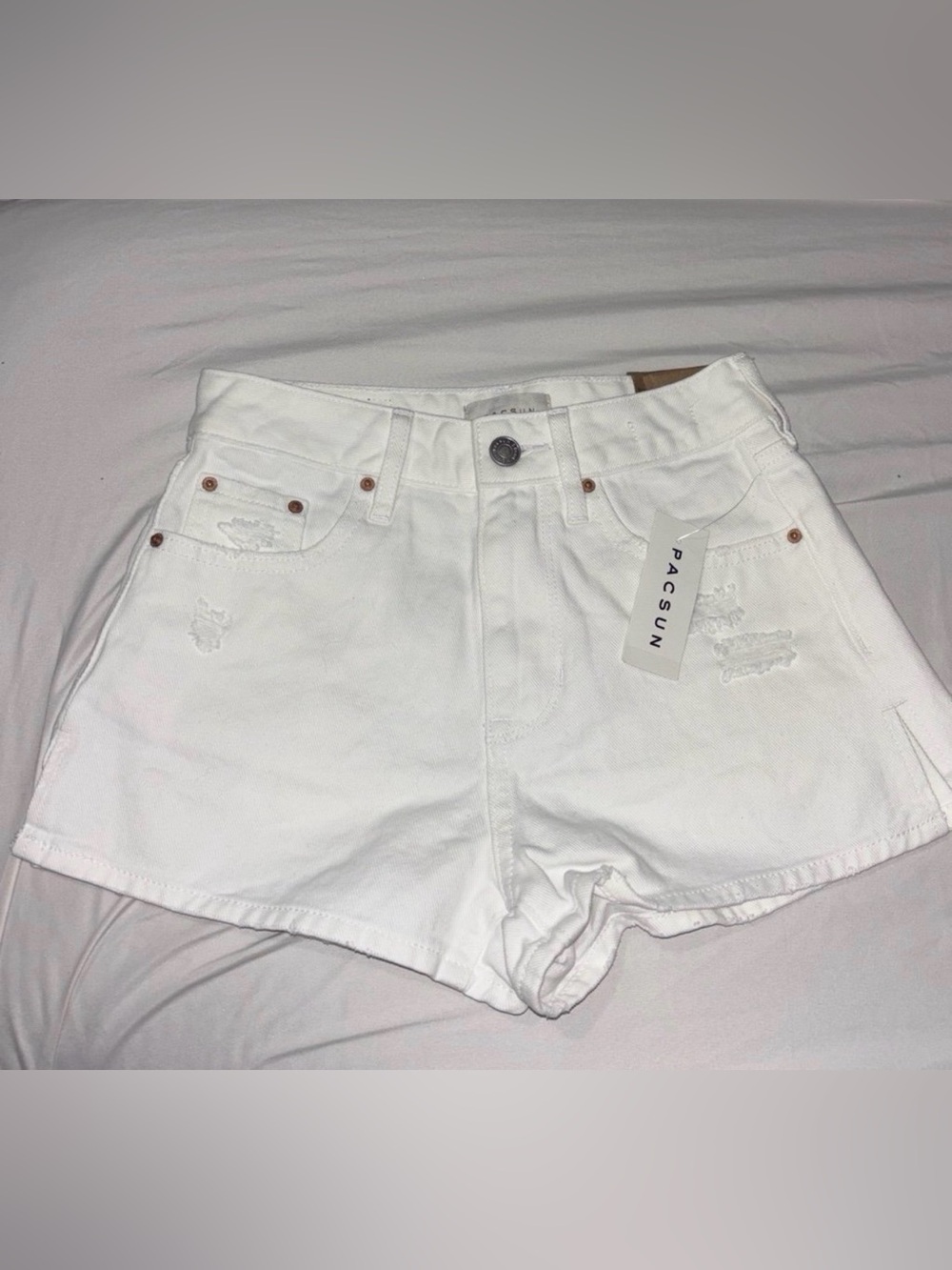 PacSun White High-Rise Distressed Jean Shorts
